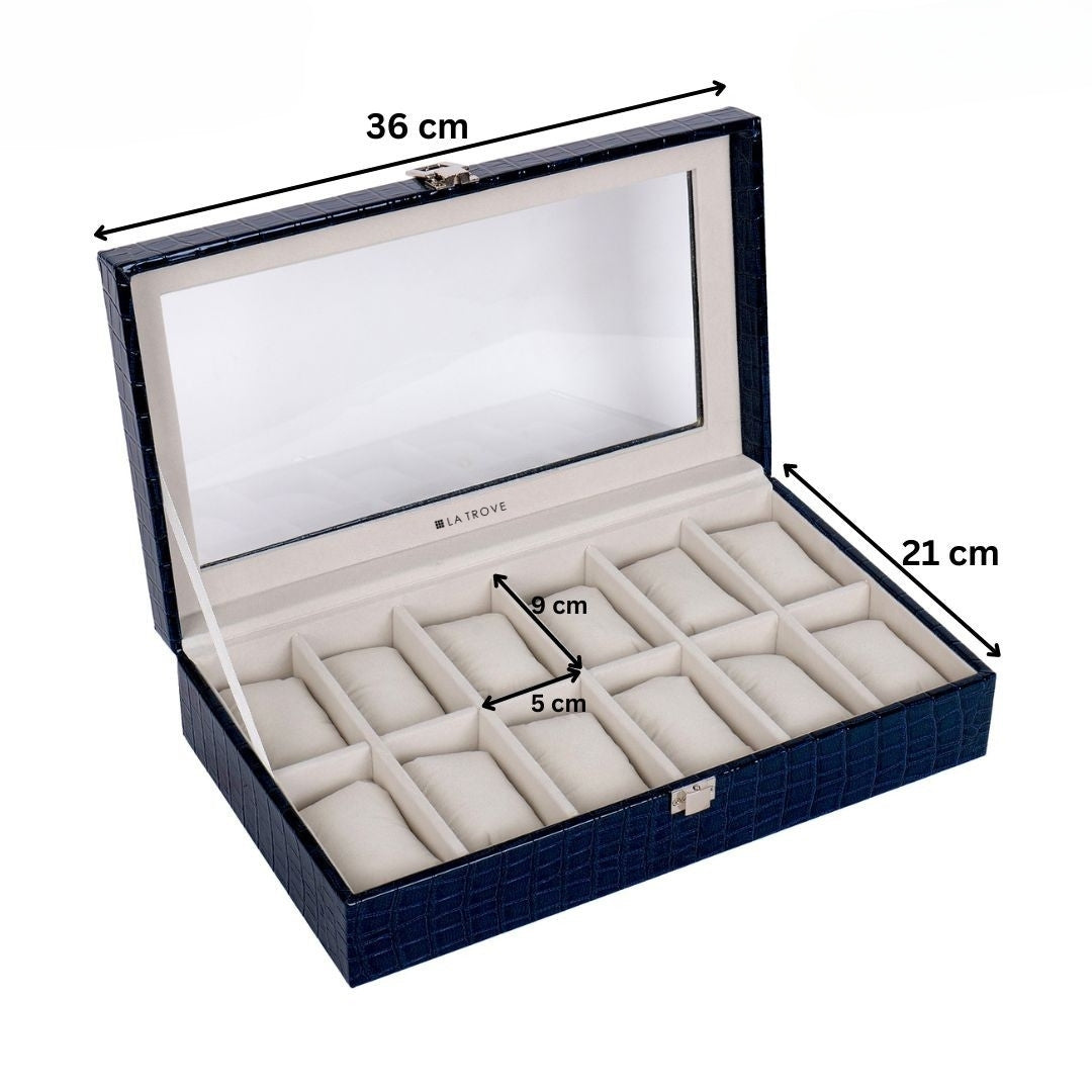 12 Slot Watch Box ( With Glass Top)
